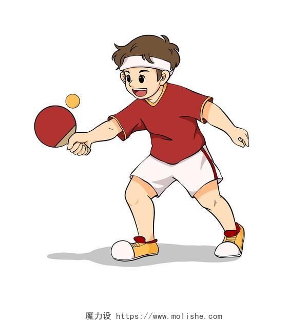 打乒乓球的小朋友卡通PNG元素乒乓球运动健身